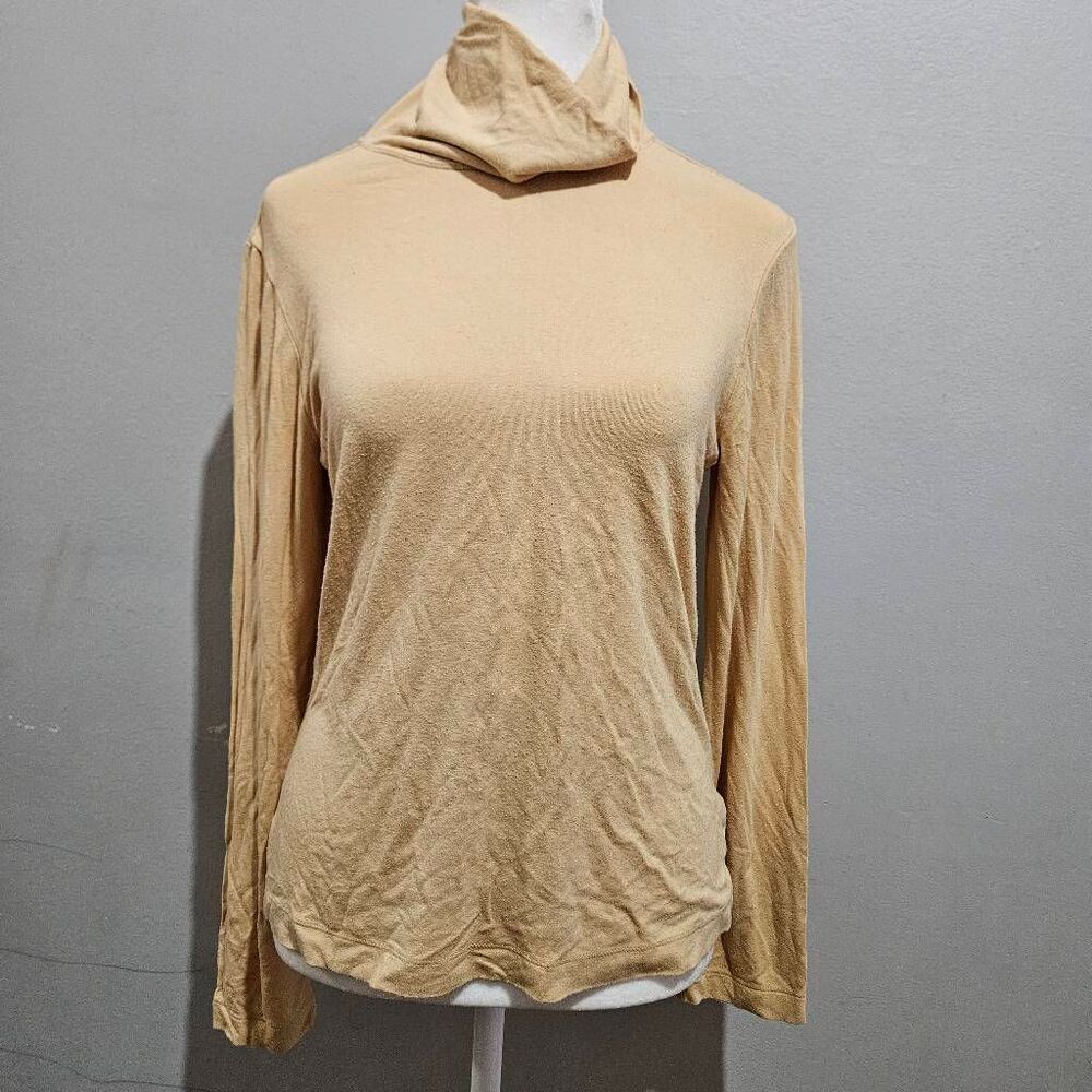 Chicos $45 Mock Turtle Neck Felicia Top Size 0 Beige Long Sleeve